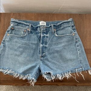 Citizens Of Humanity Blue Frayed Jean Shorts